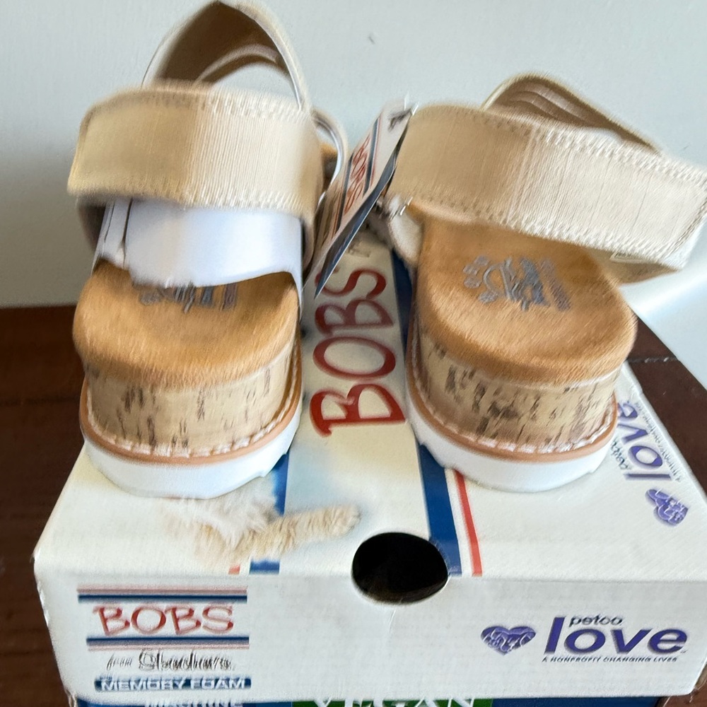 Skechers Bobs Desert Kiss sandals wedge tan 7 NEW - Picture 4 of 7